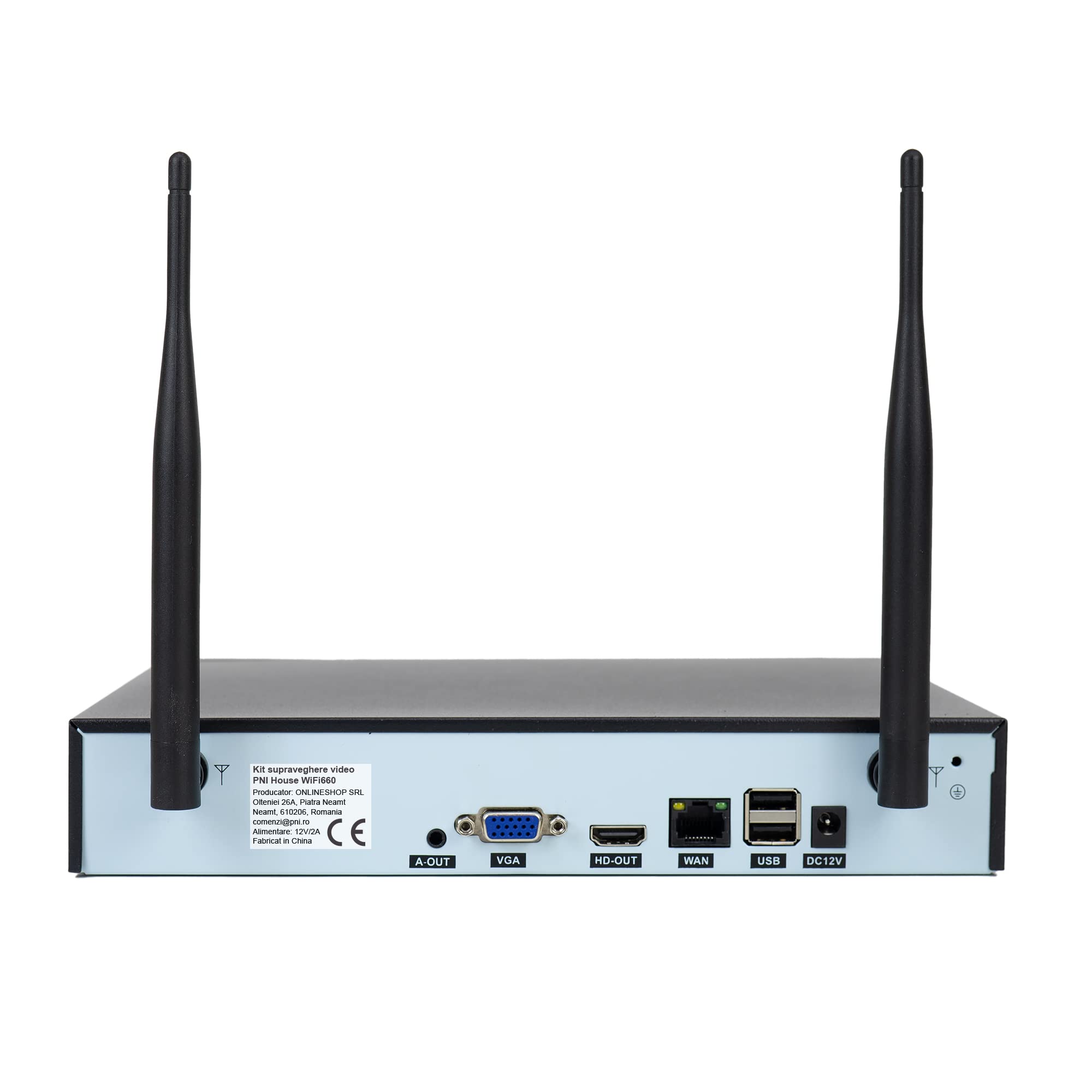 PNI House WiFi660 Kit di videosorveglianza NVR 8 canali e 4 telecamere wireless da esterno 3MP, P2P, IP66