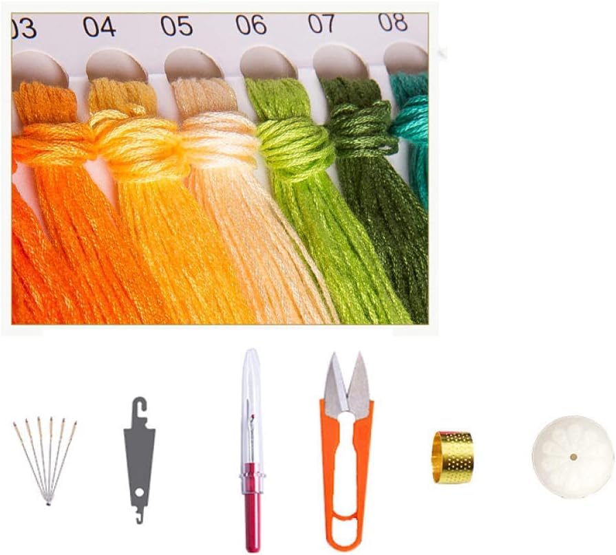 Image of Stamped Cross Stitch Kits, Full Range of Embroidery Starter Needle tip Kits, Cross Stitch Stamped Pattern, 11CT Pre-Printed Fabric DIY Handmade by Adults Gift, 16x20 inches - Colorful Octopus Pattern
