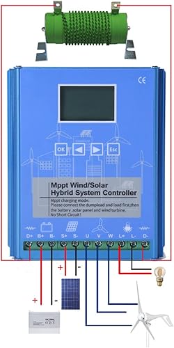 Miniatura 2 de FTVOGUE Controlador de carga híbrido solar de viento de 12 V 24 V con controlador MPPT Bluetooth (1010 K), controlador solar