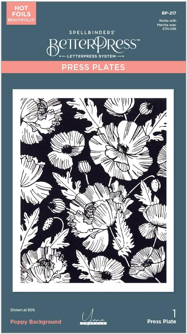 Spellbinders BP-217 Poppy Background Press Plate from the Yana's Poppies Collection by Yana Smakula