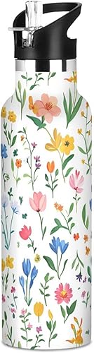 Miniatura 20 de Autumn Flowers Carnation Cactus Amaryllis Brown Leak Proof & BPA Free Sport Insulated Water Bottle With Straws Leak-proof Double-Wall Insulation for