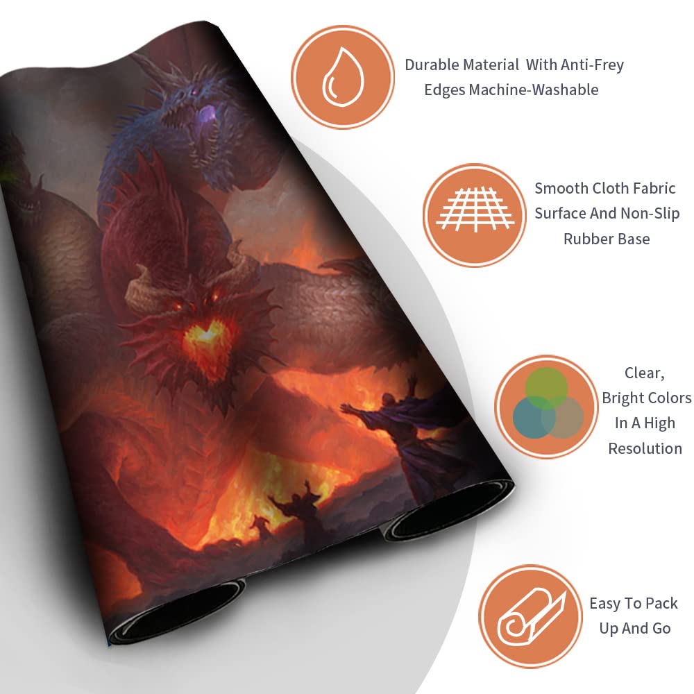 Four leaves TIAMAT- MTG Spielmatten+Kostenlose wasserdichte Tasche,MTG Playmate Table Mat, MTG Mouse Pad,Dustproof and Waterproof for Supporting MTG Combat