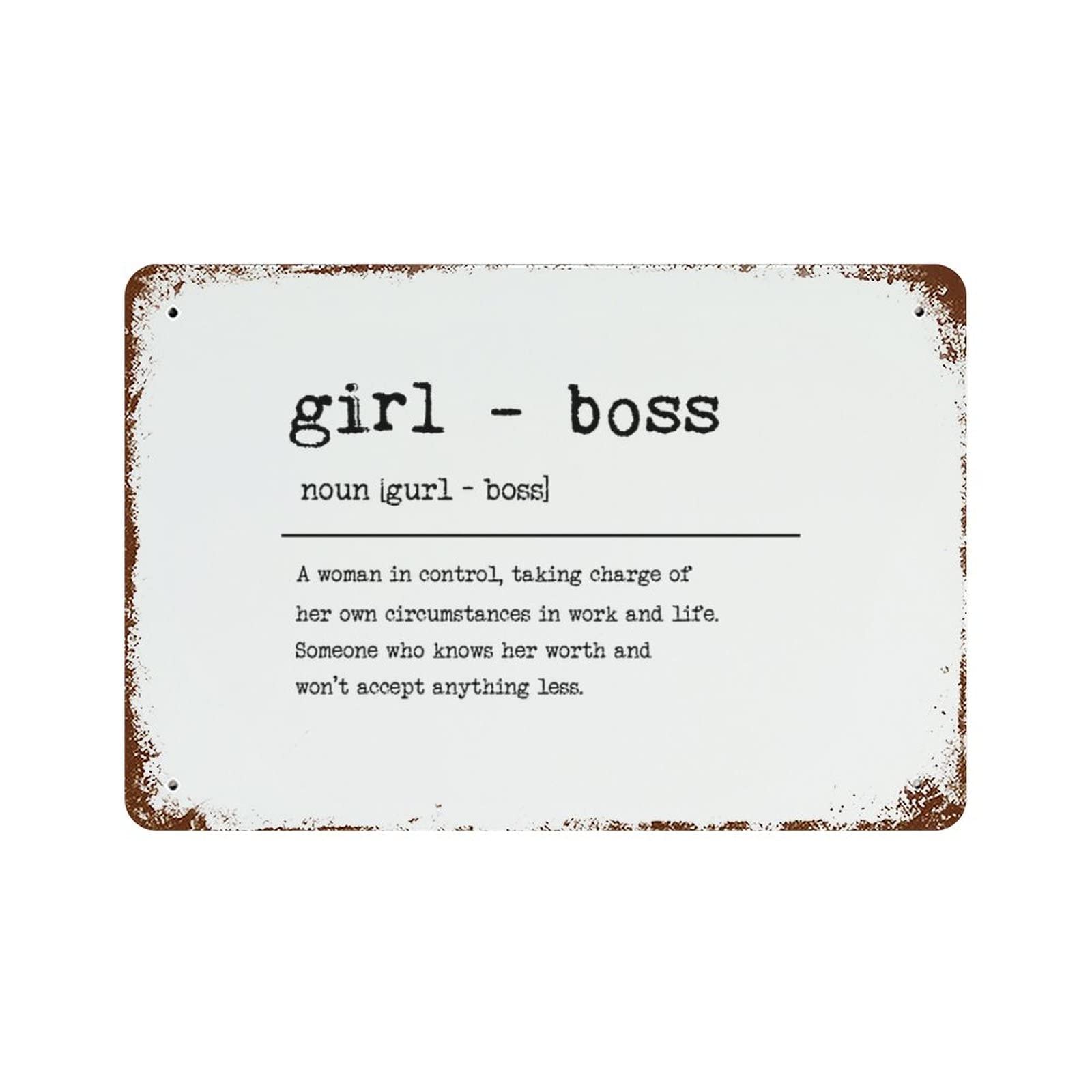 Panneau en aluminium Girl Boss, plaque décoration jardin et garage