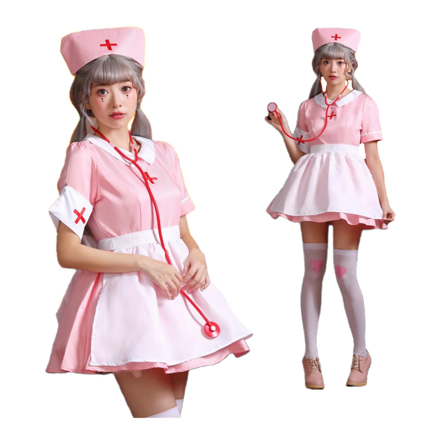 Amazon.co.jp: [JUNDOMECY] ナース コスプレ ピンク 可愛い ハロウィン