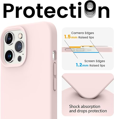 Miniatura 10 de Jele Funda diseñada a prueba de golpes para iPhone 13 Pro Max, funda de silicona líquida con forro de microfibra suave antiarañazos, protección