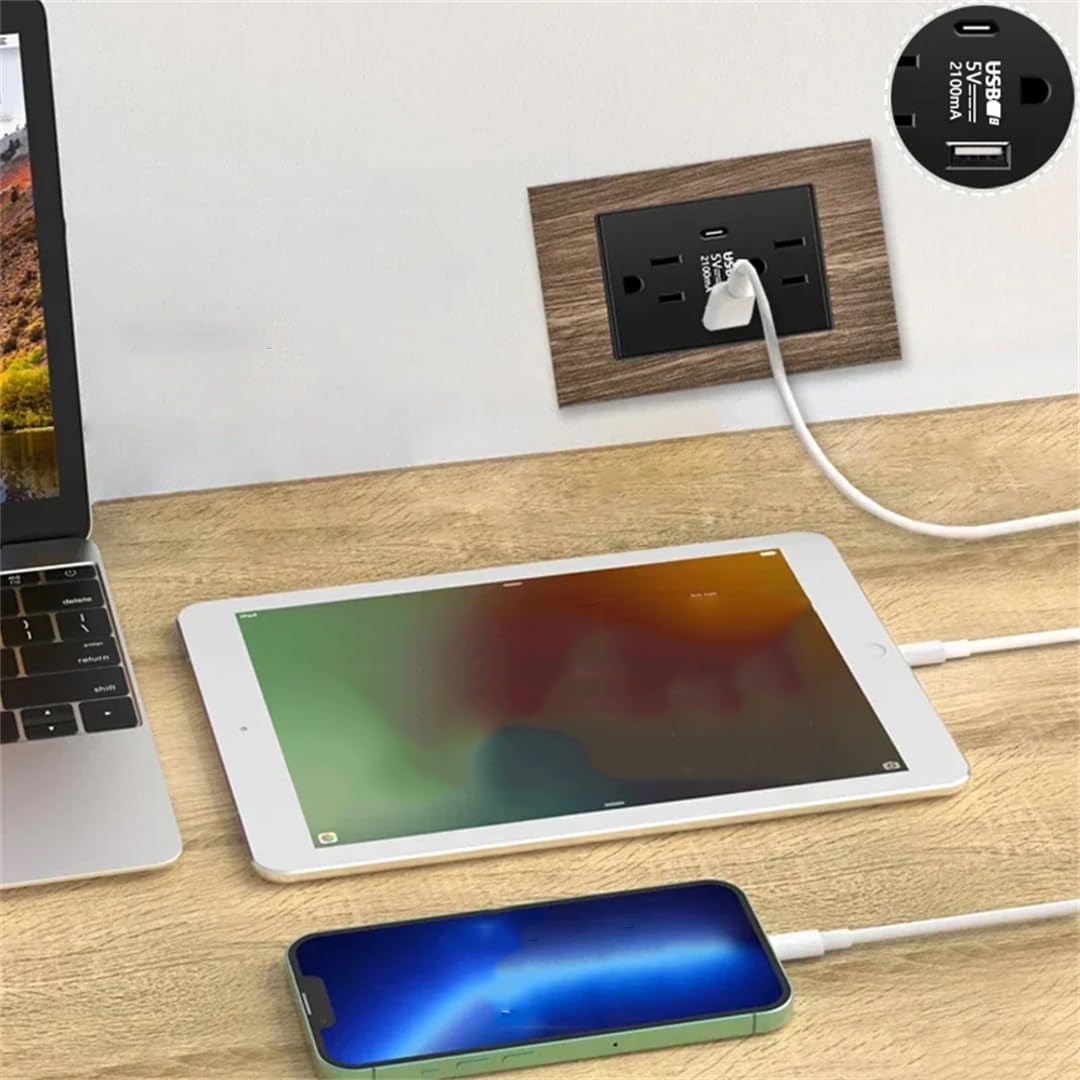 Presa Elettrica Da Parete In Alluminio E Legno Americano, Standard USA-Messico, Con Finitura In Legno, Tipo C, Con Interruttore Della Luce, Pannello Di Controllo USB.