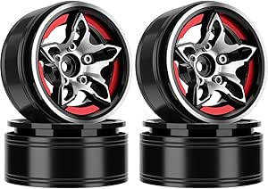 GLOBACT 1.9" Beadlock Wheels 4-Pack - Aluminum 5-Spoke Rims For Axial SCX10, TRX4, TRX6 RC Crawlers