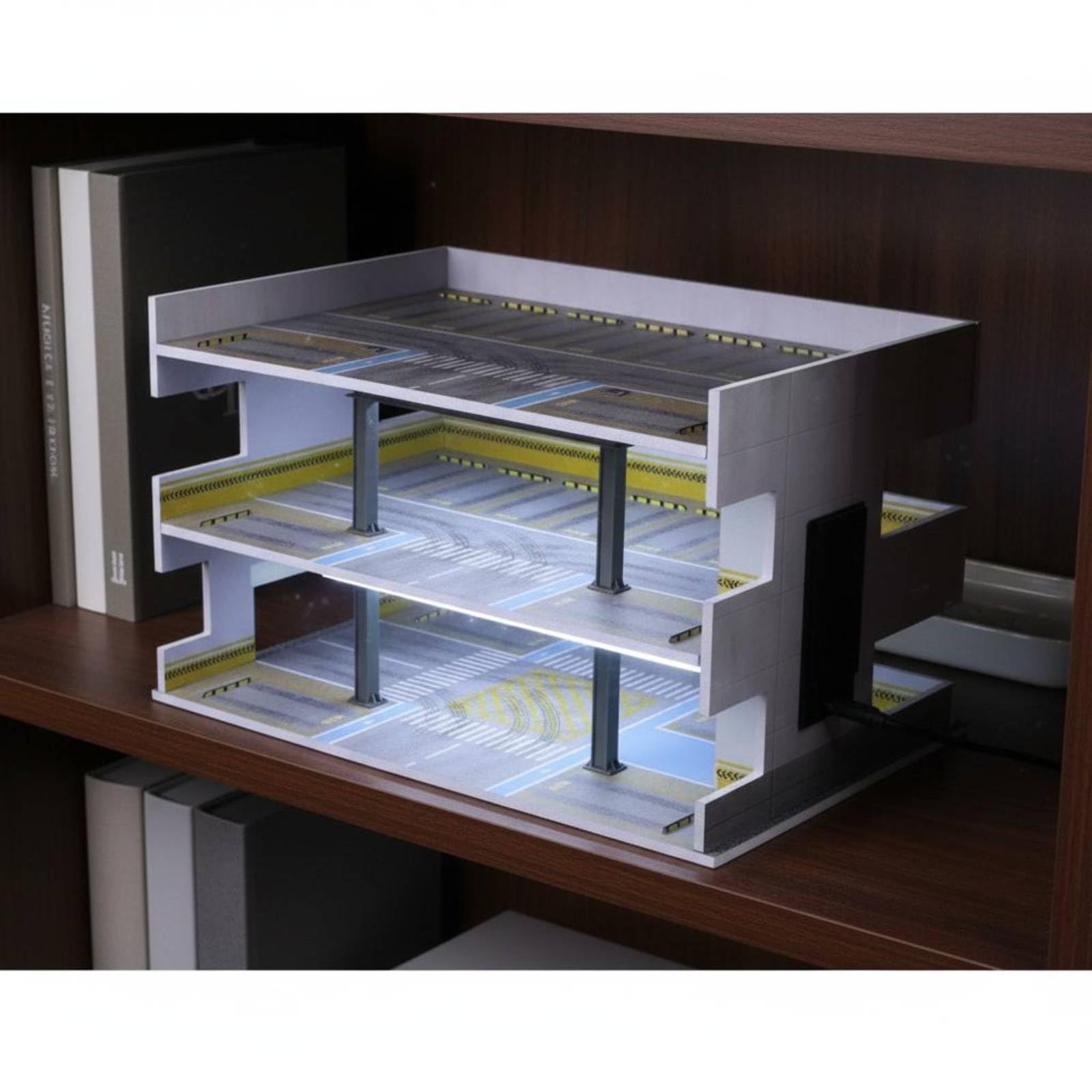 Diorama Garage 1:64 Bays Aperti Autorimessa Multipiano Porta USB-C Plastico