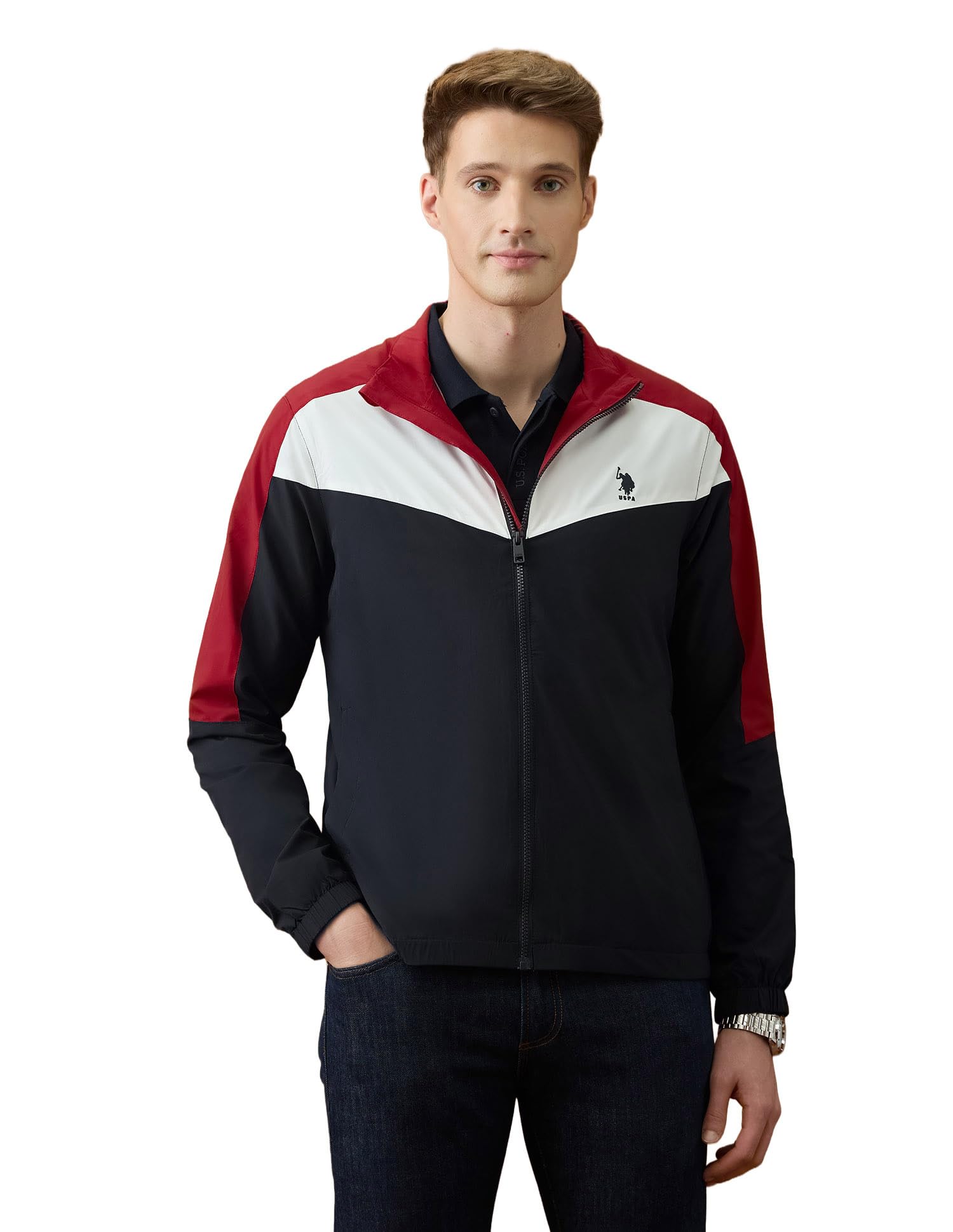 u.s. polo assn. U.S.Polo Association Men's Colour Blocked Windcheater Jacket-picture-14