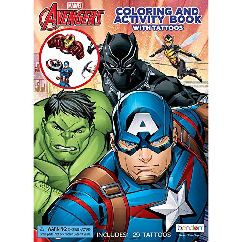 Libro di attività da colorare di Bendon Marvel Avengers con tatuaggi