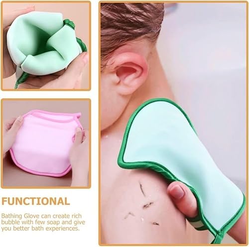 Miniatura 5 de Esponja Saca Mugre Del Cuerpo,Esponjas Saca Mugre, guante removedor de piel muerta, esponja de ducha estilo guante (rosa + azul)