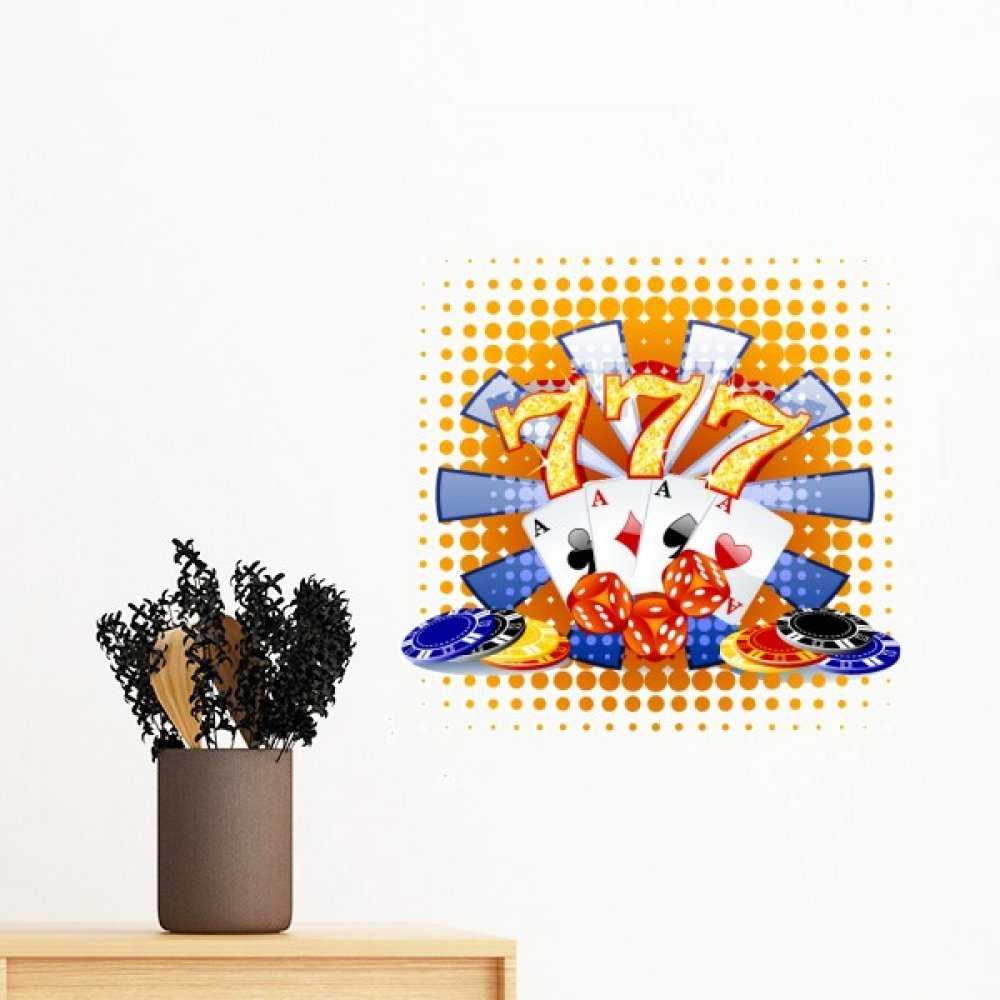 Dés de poker sticker mural amovible décoration vinyle 50cm