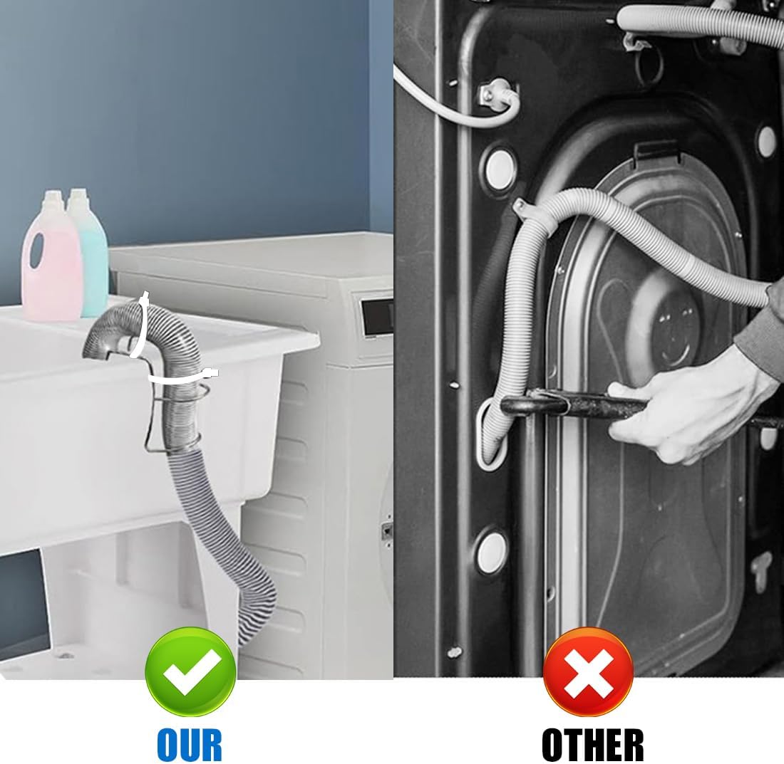 Universal Washing Machine Drain Hose Holder Adjustable Utility Sink Clamp Hook Stainless Steel Laundry Tub Hose Guide Clip Fits All Drain Hoses