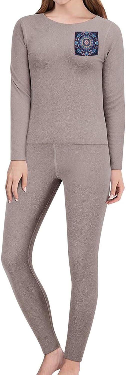 Flowers Moon Butterfly Thermal Underwear Set for Women Long Johns Women Base Layer Top Bottom for Cold Weather