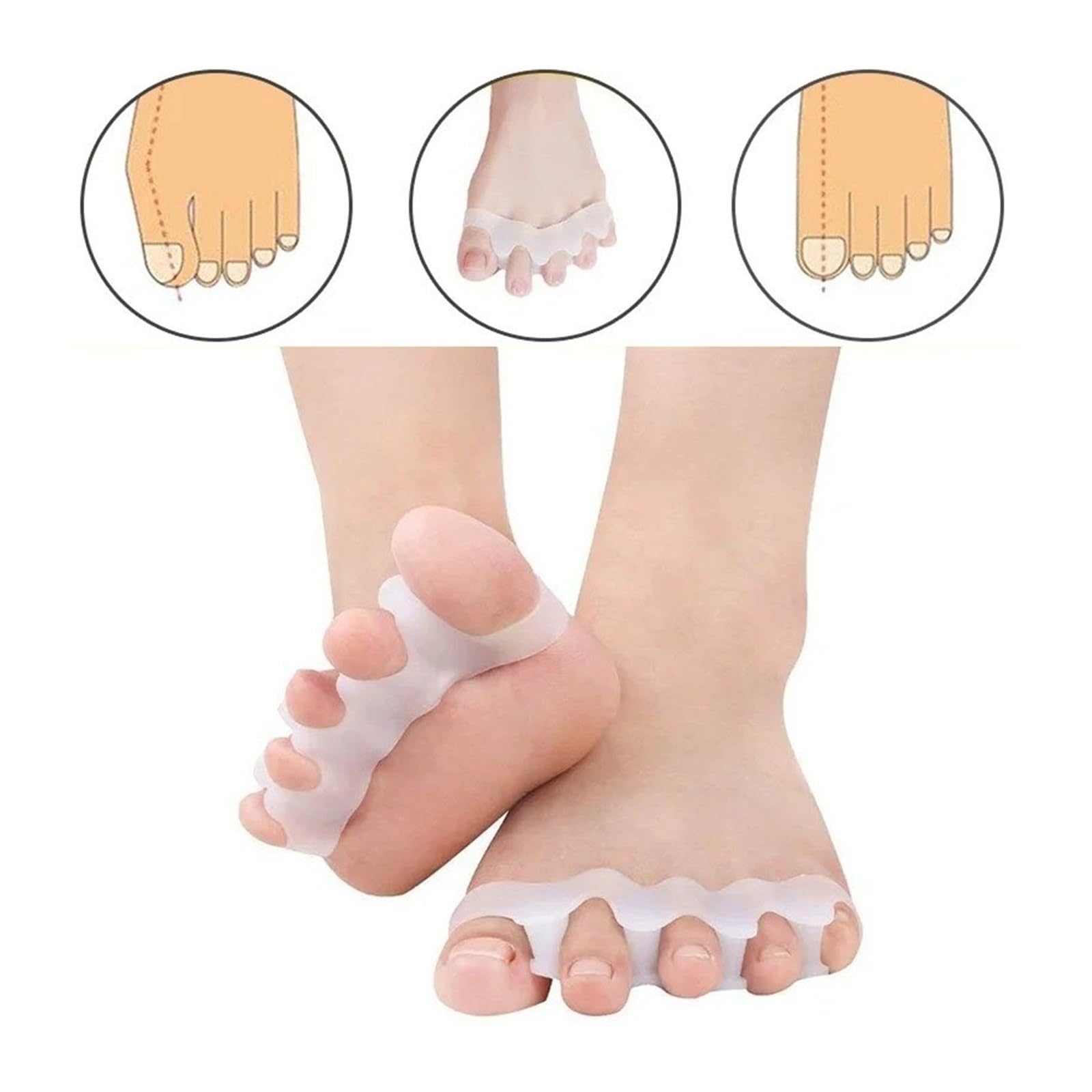 Silicone Toe Separator Stretcher Bunion Protector Finger Pain Relief Foot Care 5 Colors(MUDE)