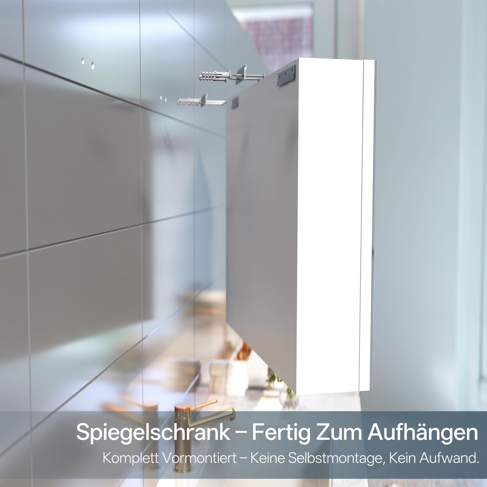 HySail Spiegelschrank Bad mit Beleuchtung, 3 Farbtemperaturen & Dimmbare Helligkeit, 95x60x14 cm Badezimmer Spiegelschrank mit Touch-Schalter, Anti-Beschlag & Steckdose, Komplett Vormontiert