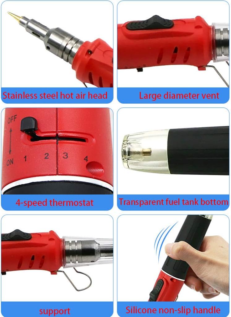 10 In1 Gas Soldering Iron, HS-1115K Professional Butane Gas Soldering Iron Set, 26ml Welding Kit, Torch Gas Solder Tool