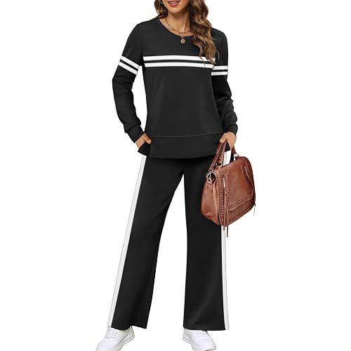 XIEERDUO Women's 2 Piece Outfits Fall Lounge Sets Cozy Side Slit Loungewear