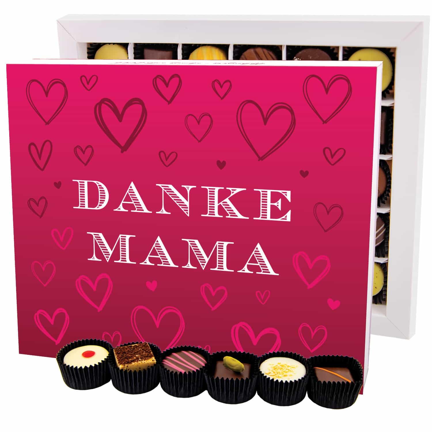 Hallingers Genuss Manufaktur Pralinen Muttertagsgeschenk - ohne Alkohol, handmade aus Confiserie-Edelkakao in wertiger XXL-Geschenkbox "Danke Mama", Geschenkidee für Mama Oma