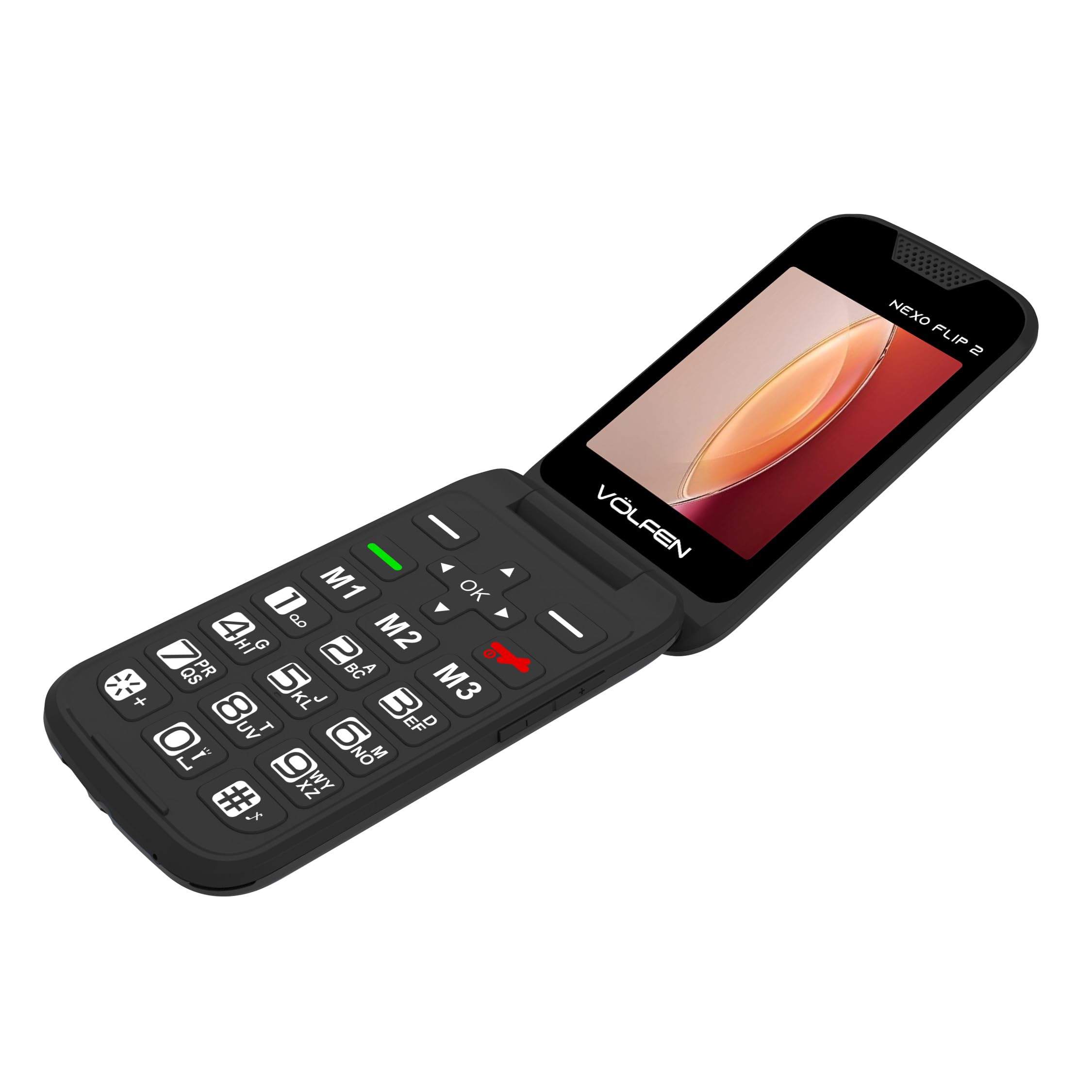 Nexo Flip MAX - Teléfono móvil de Tapa para Personas Mayores, Botones y Teclas Grandes, fácil de Usar, USB-C, 3 memorias directas, Base de Carga, Color Negro (Negro)