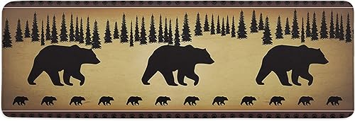 Libaoge Juego de 2 tapetes de cocina retro con diseño de oso polar y pino, tapete de corredor con silueta de pino, antifatiga, cómodo tapete de