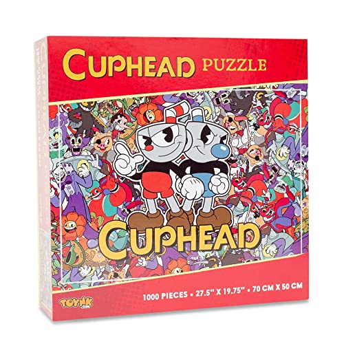 Cuphead and Mugman Collage 1000-Piece Jigsaw Puzzle, Brain Teaser for Kids and Adults | 28 x 20 Inches - Thumbnail 2