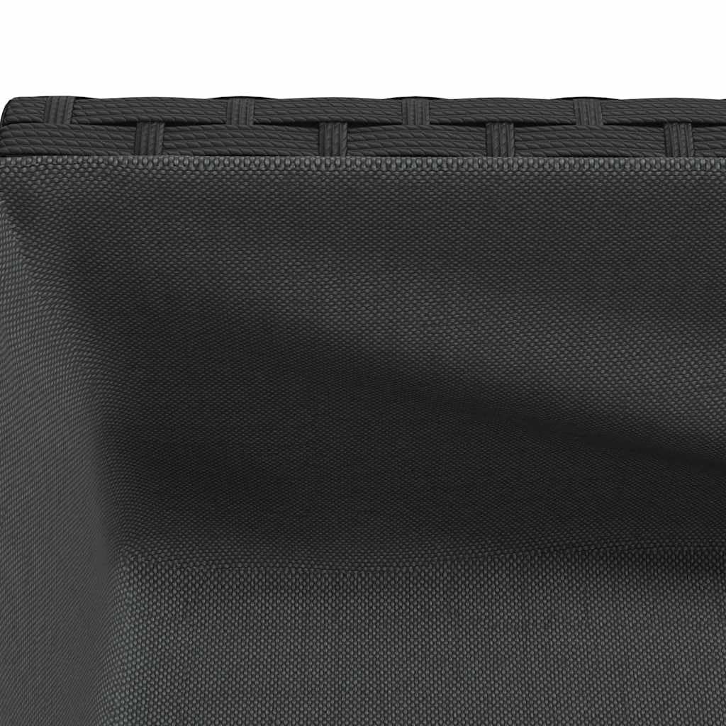 Jardinera de ratán de polietileno negro con estante, 90 x 40 x 75 cm, estructura de acero resistente a la intemperie, para balcón, terraza, jardín, con bolsa de fieltro y almacenamiento