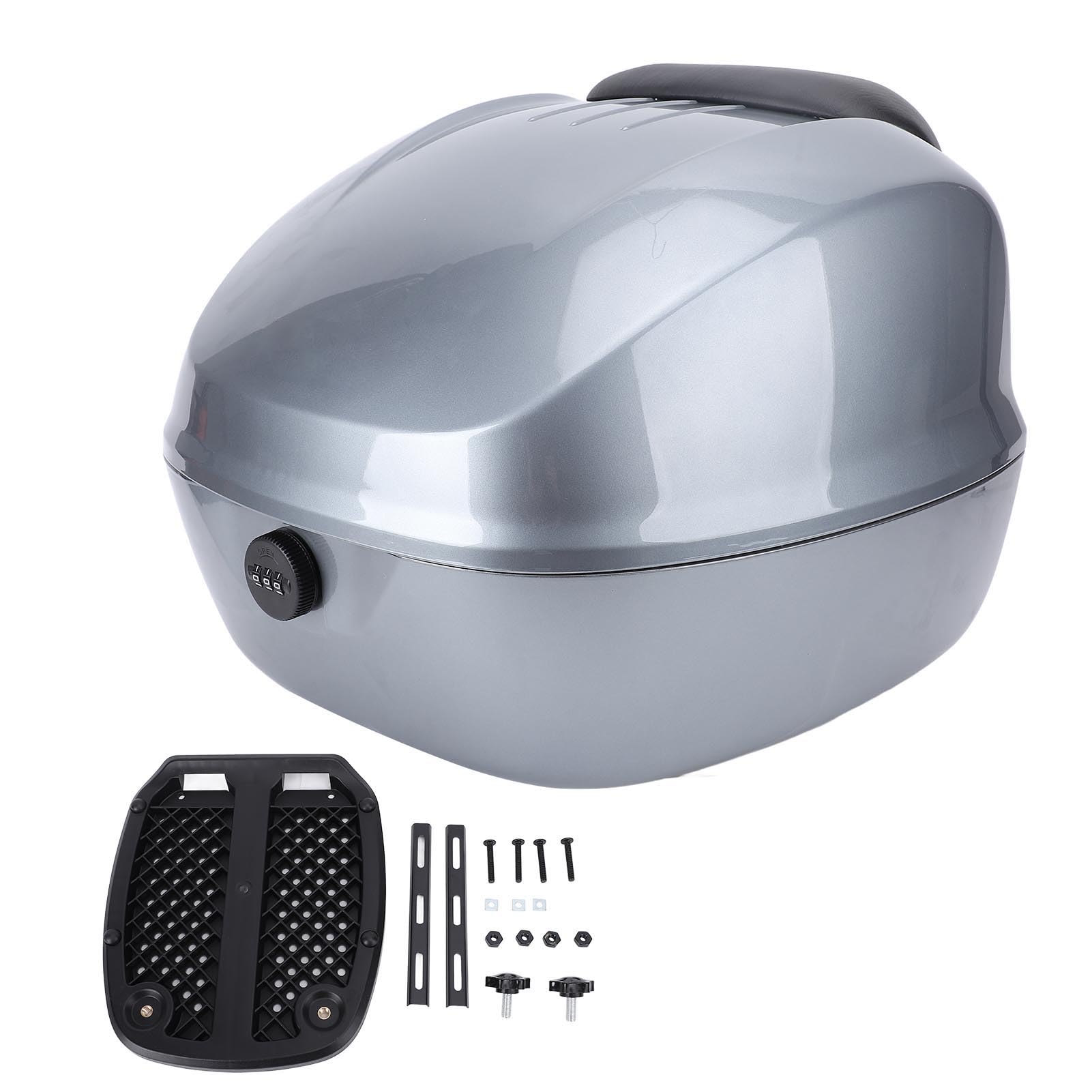 Jeffergarden Kufer na Kufer Motocyklowy ABS Tylny Bagażnik 33L z płytą dolną Wodoodporny Bagażnik Oparcie z Zamkiem Szyfrowym do Skuterów Rowery Elektryczne (GRAY)
