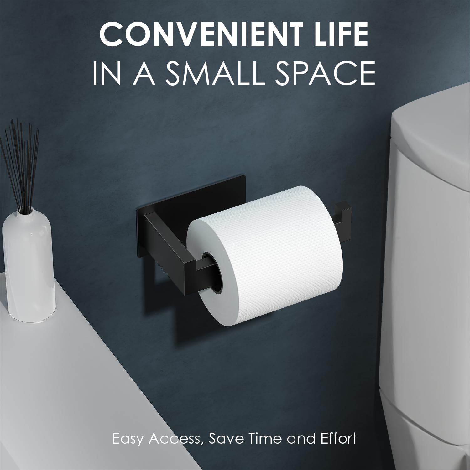 Auxmir Self Adhesive Toilet Paper Holder, Toilet Roll Holder, Matte Black — Amazon image 5