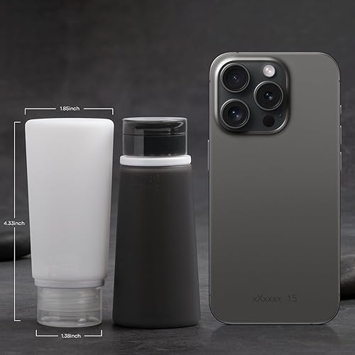 Miniatura 5 de Valourgo Botellas de viaje para artículos de tocador aprobados por la Tsa contenedores de tamaño de viaje sin BPA a prueba de fugas Trave, negro y