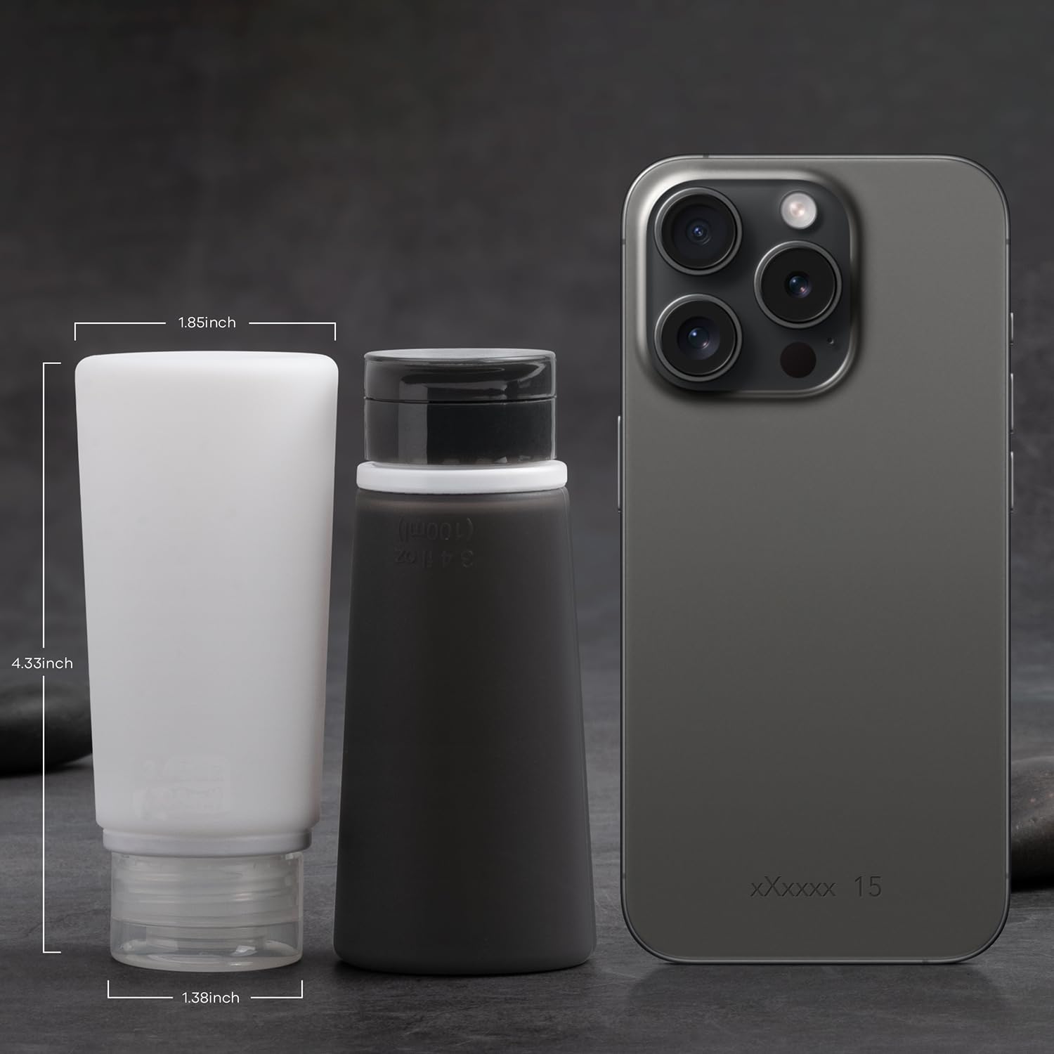 Valourgo TSA Approved 3.4oz Portable Toiletry Bottles, BPA Free Leak Proof Refillable Travel Accessories with Clear Toiletry Bag, Black, White