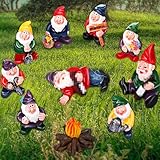 Jetec 10 Pieces Garden Mini Gnome Ornaments, Garden Dwarf Micro Landscape Decoration, Miniature Garden Statue Accessories for Outdoor, Potted Plant, Desktop