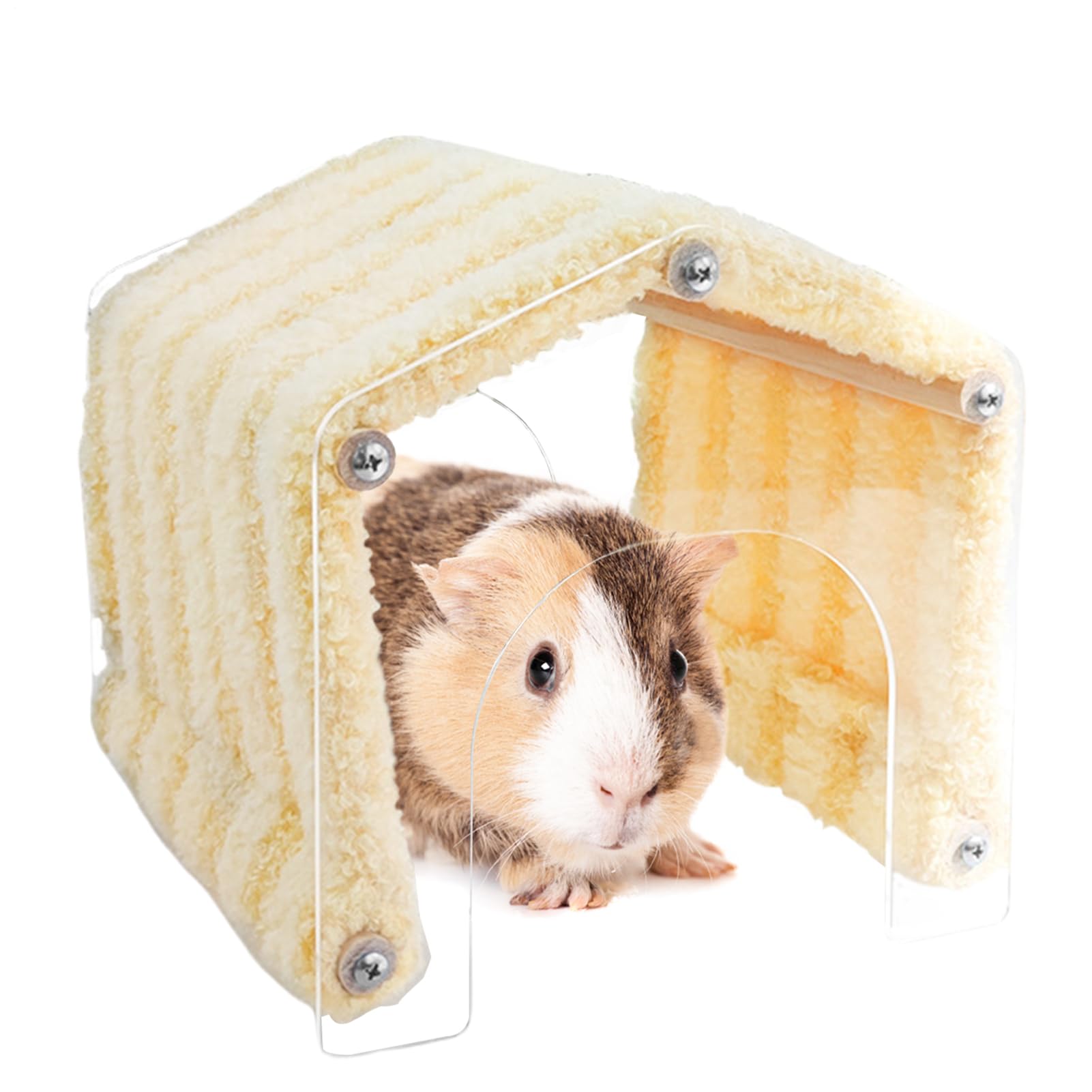 Tunnel pour animaux en peluche avec porte acrylique pour lapin et hamster