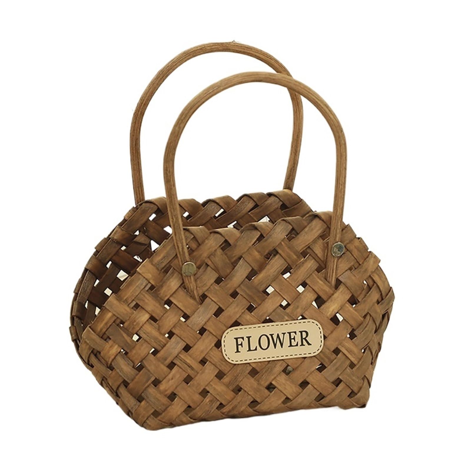 Hand-woven Rattan Flower Basket Household Storage Holiday Decorations Modern Handicrafts(Color 2)