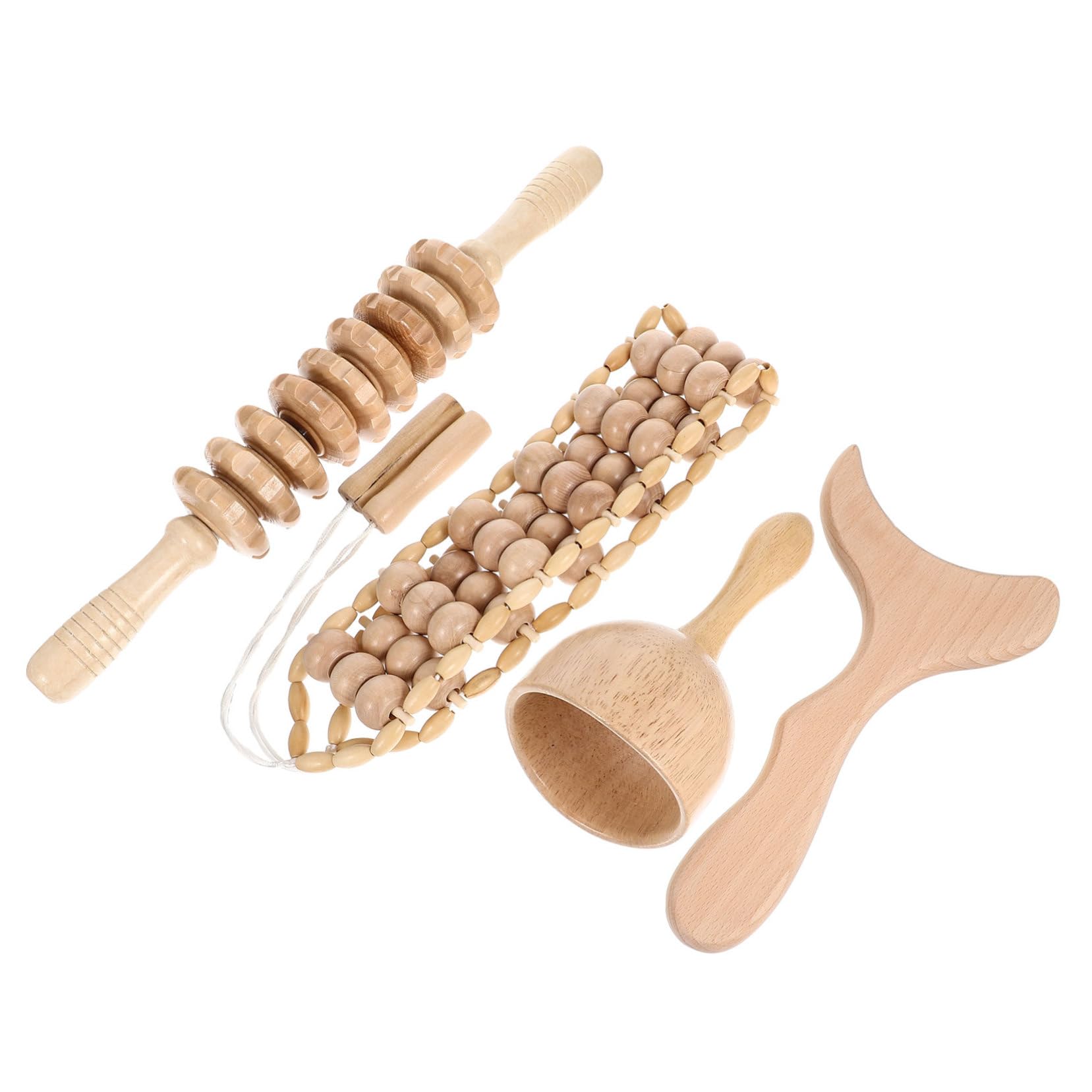 Tabla de Raspado Gua Sha de Madera, Juego de 4 Piezas para Masaje Corporal | Madera Natural, Diseño Simple y Ligero, Uso Doméstico, para Masaje y Cuidado Corporal, Formato Práctico