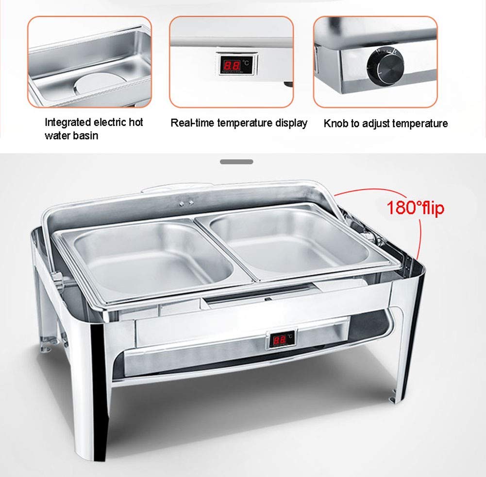 Chafing Dish, 9L Scalda-vivande Elettrico Professionale in Acciaio Inox per Buffet, Commerciale Contenitore Termico Scalda Cibo Buffet Server - Tieni Il Cibo in Caldogn 1/1