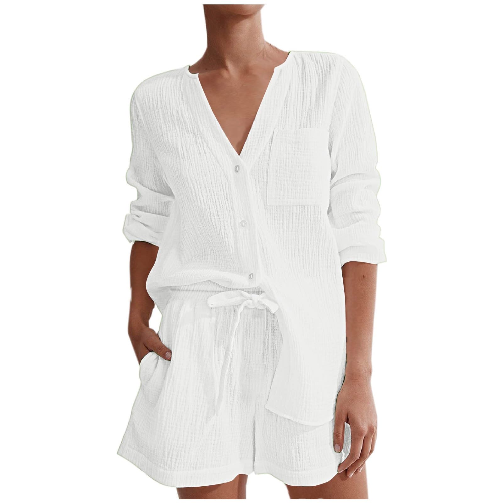 NUSGEAR 2024 Conjunto Dos Piezas Mujer Casual Camiseta Manga Corta y Pantalones Corto Short Verano Deportivo Traje Pijama Suelto Cómodo algodón Conjunto Casa Moda Color sólido Chandal Ligera