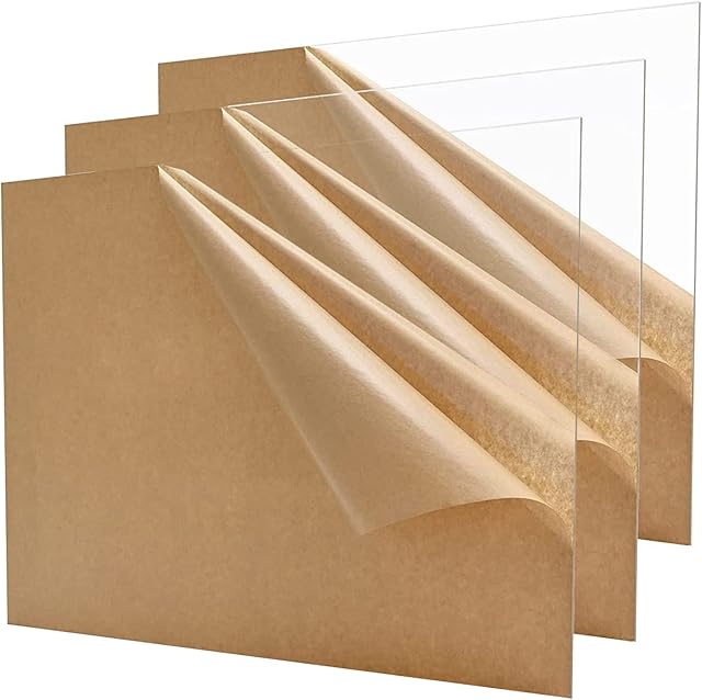 3 Pieces Plexiglass Sheet 11.8" x 15.75" x 1/8Thick Clear Acrylic Sheet, 3mm Panel Acrylic Clear Plastic Board, for Craft Projects, Wedding Blank, Cut to Sign, Table Number, Business Signage
