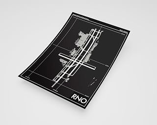 MG Global Modern Poster of Reno Tahoe International Airport Rno 2 | 11x17 12x18 16x24 24x36 Minimal Unframed Print | Minimalism Wall Art Gift | Minimalist Home Office Decor