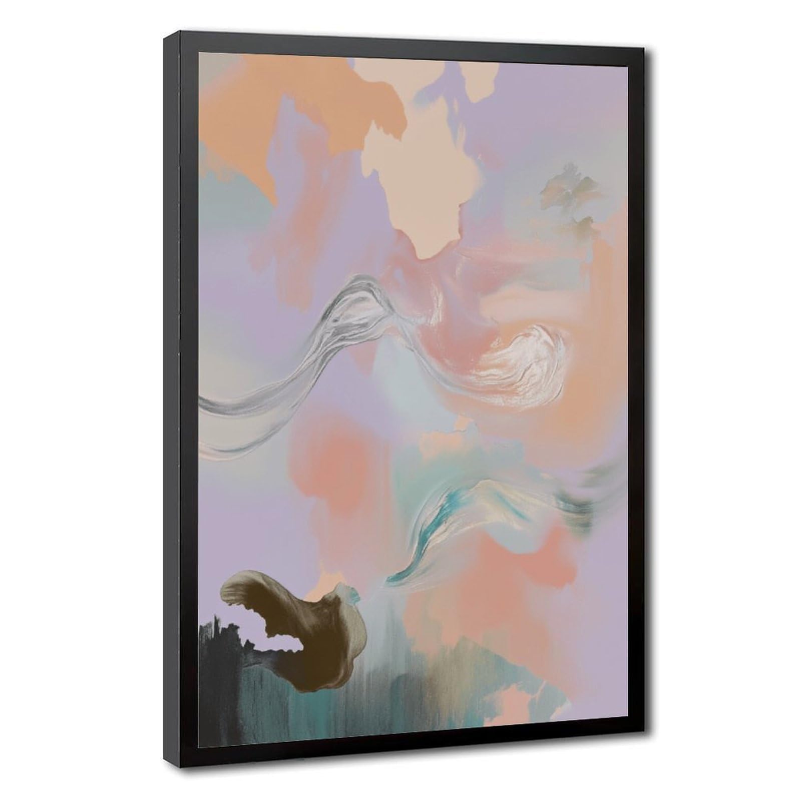 Mnyuein Leinwandposter, weich, neutral, Beige, Rouge, abstraktes und minimalistisches Poster, Schlafzimmerdekoration, Sportlandschaft, Büro, Raumdekoration, Geschenk, schwarzer Rahmen, 40,6 x 61 cm (L
