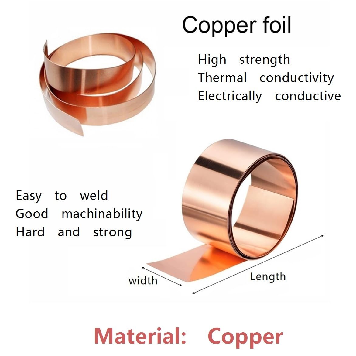 1 Stück Kupferplattenrolle, Länge 100–5000 mm, reine Kupferfolie, Heimwerker-Metallblech, leicht zu schweißen(0.2x200x1000mm)