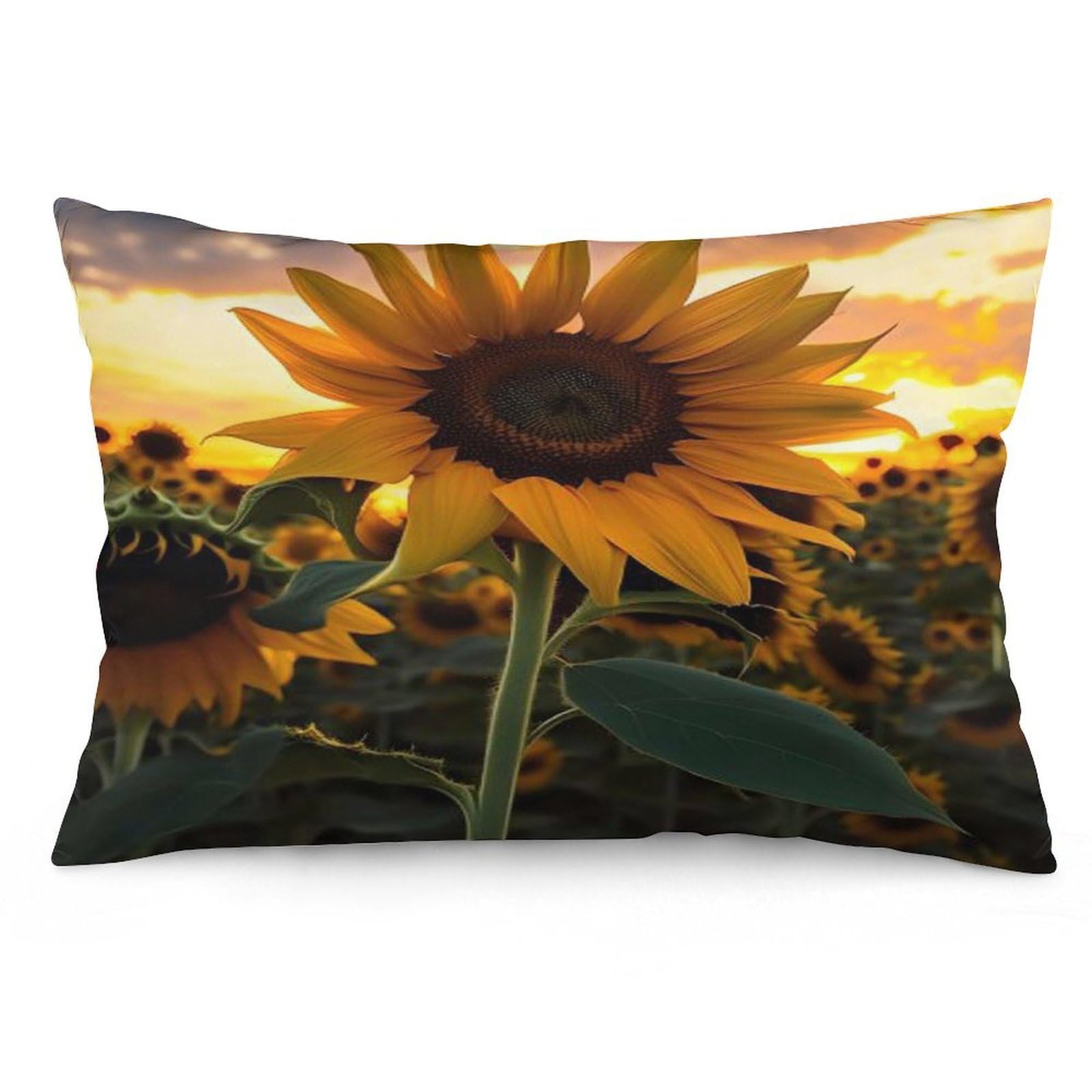 Farm Sunflower Throw Pillow Cover Soft Lumbar Pillow Covers with Zipper Breathable Rectangular Cushion Case Polyester Pillow Case Decorative Body Pillow Cover for Couch Bed