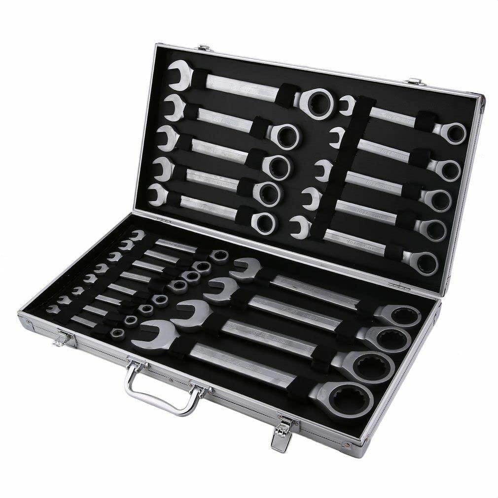 Set di chiavi a cricchetto, 6-32 mm, 22 pezzi, acciaio al cromo vanadio, chiave a cricchetto, Attrezzi, Utensili da Lavoro