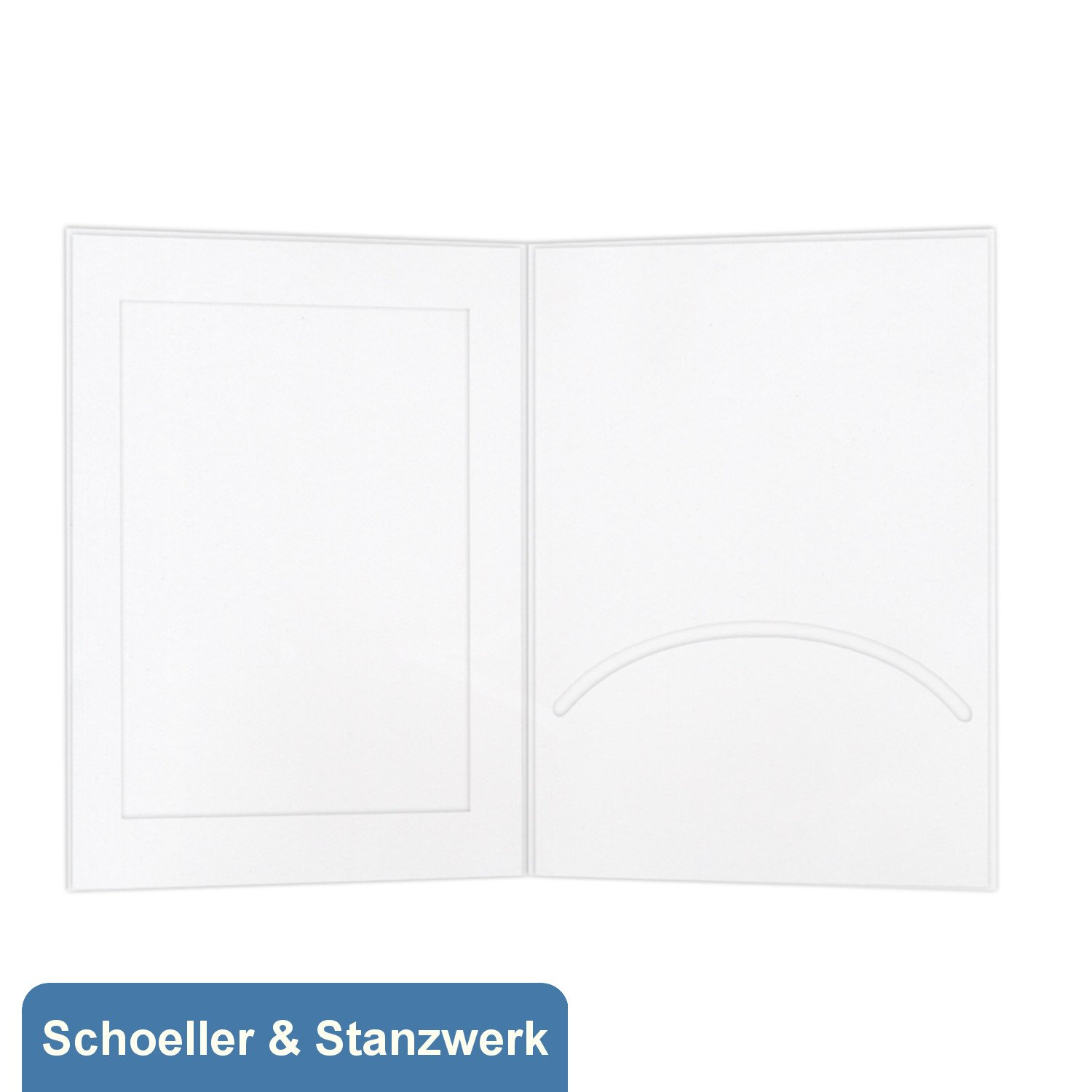 Schoeller & Stanzwerk© - 50 Stück Portraitmappen mit Passepartout und Einsteckschlitz für 13x18 cm Fotos - weiß - Kwick