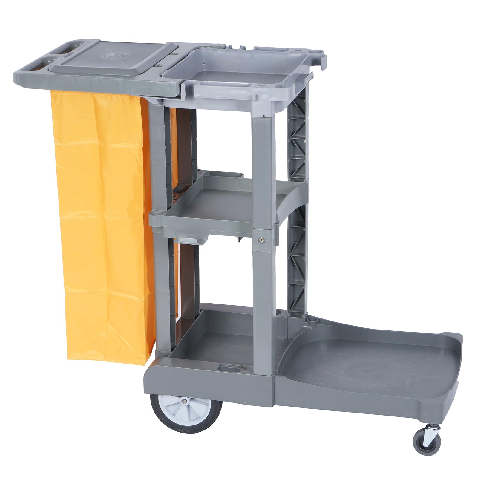 tonchean Carrello per la pulizia commerciale Carrello per la pulizia pesante Carrello di servizio carrello portatile multifunzione per la casa grigio