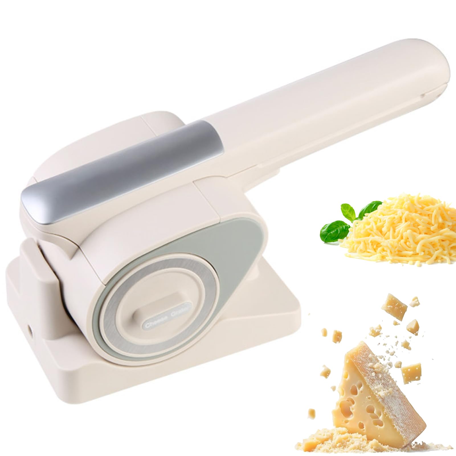 Rallador de queso eléctrico inalámbrico, cortador giratorio recargable y triturador con 2 tambores, rallador de cocina de mano para queso, nueces, chocolate, fácil de limpiar