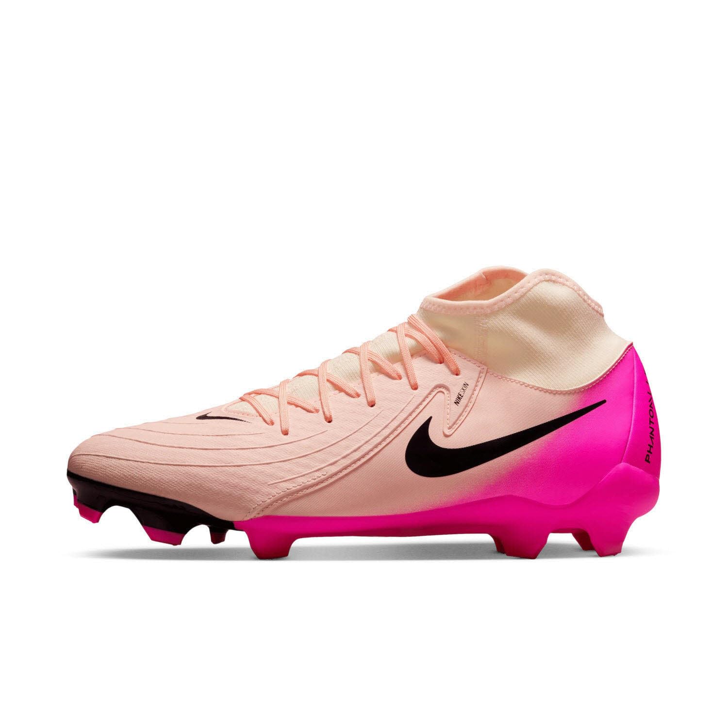 Nike Phantom Luna 2 Academy MG High-Top Soccer Cleats (FD6725-800, Crimson Tint/Pink Blast/Black) Size 5.5