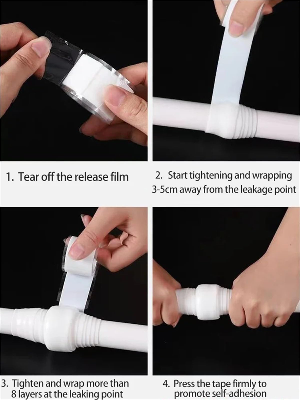 Nastro isolante sigillante in silicone autofusibil Nastro autofondente in silicone for riparazione tubi Multicolor 1-3,0 m 1-10 rotoli(Red-10rolls,3.0M)