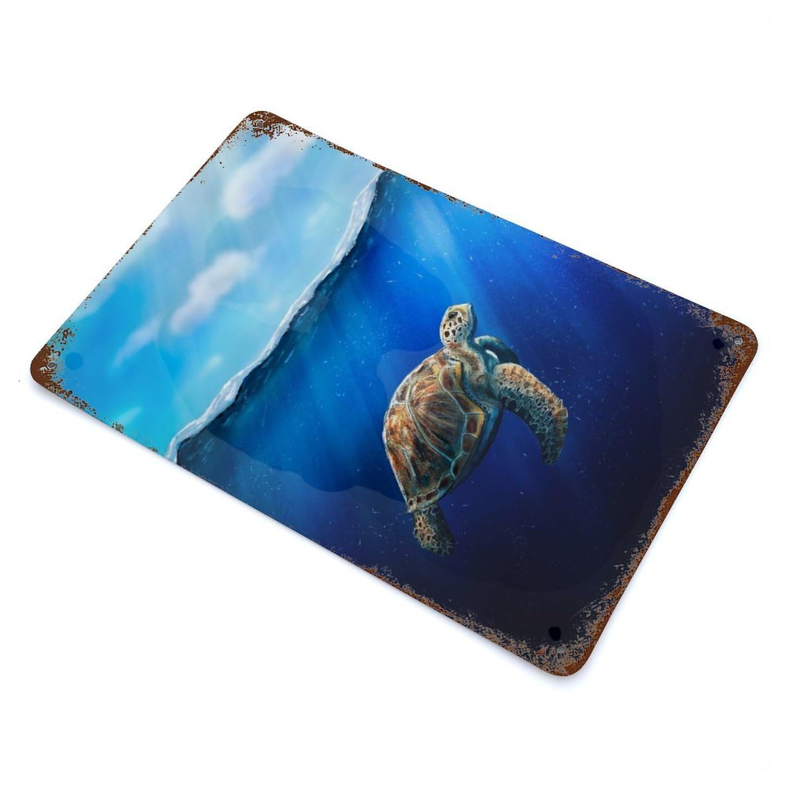 Green Sea Turtle Retro Metal Sign 11.8"x7.9", for Garage, Bar And Workshop Decor, Shabby Chic Decor