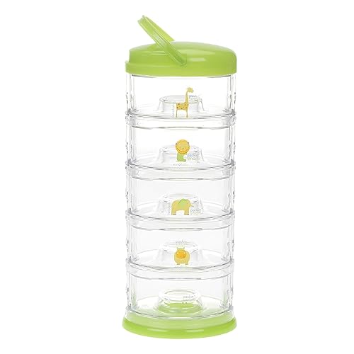 Innobaby Packin' Smart - Sistema de almacenamiento apilable y portátil para fórmula, aperitivos para bebés y más. 5 tazas apilables en sorbete de